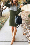 Zjkrl -  Loose Round Neck Paneled Mini Dress(5 Colors)