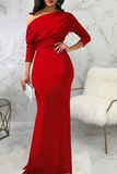 Zjkrl - White Street Solid Patchwork One Shoulder Trumpet Mermaid Dresses
