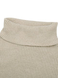 Zjkrl - Simple Striped High-Neck Long Sleeves Mini Dress Sweater Dress