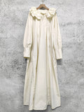 Zjkrl - Loose Puff Sleeves Pleated Solid Color Split-Joint Tiered V-Neck Midi Dresses