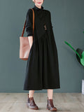 Zjkrl - Original Solid High-Neck Knitting Dress