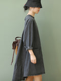 Zjkrl - Urban Split-Joint A-Line Long Sleeves Mini Dress