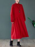 Zjkrl - Original Solid High-Neck Knitting Dress
