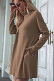 Zjkrl -  Solid Color Round Neck Dress(4 Colors)
