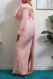 Zjkrl - White Celebrities Patchwork Sequins One Shoulder Trumpet Mermaid Dresses