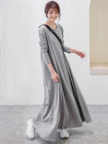 Zjkrl - Simple 6 Colors Plus Size Loose Long Sleeve Casual Dress