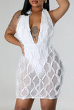 Zjkrl - Black Sexy Solid Patchwork See-through Backless Halter Sleeveless Dress Dresses