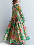 Zjkrl - National Style Flower Printed Long Dress