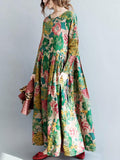 Zjkrl - National Style Flower Printed Long Dress