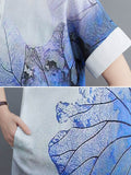 Zjkrl - Artistic Retro Floral Printed Buttoned Lapel Collar Short Sleeves Midi Shirt Dress