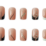 Zjkrl - 24 Pcs Pink Ballet False Nails With Glue Detachable French Wearable Press On Nails Acrylic Manicure Tips