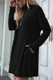 Zjkrl -  Solid Color Round Neck Dress(4 Colors)