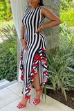 Zjkrl - Yellow Casual Sweet Daily Simplicity Mixed Printing Striped Printing Contrast O Neck Dresses