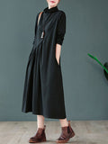 Zjkrl - Original Solid High-Neck Knitting Dress