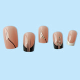 Zjkrl - 24 Pcs Pink Ballet False Nails With Glue Detachable French Wearable Press On Nails Acrylic Manicure Tips