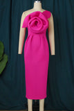 Zjkrl - Orange Elegant Solid Patchwork Appliques Oblique Collar Dresses