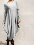 Zjkrl - Cotton-blend 5XL Irregular Bottom Loose Casual Maxi Dress