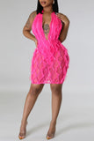 Zjkrl - Black Sexy Solid Patchwork See-through Backless Halter Sleeveless Dress Dresses