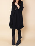 Zjkrl - Original Loose Pleated 4 Colors Round-Neck Long Sleeves Short Dress