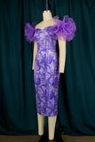 Zjkrl - Purple Fashion Sexy Print Patchwork Slit Off the Shoulder Evening Dress