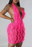 Zjkrl - Black Sexy Solid Patchwork See-through Backless Halter Sleeveless Dress Dresses