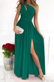 Solid One Shoulder Party/Elegant Maxi Dress