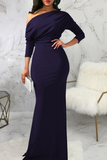 Zjkrl - White Street Solid Patchwork One Shoulder Trumpet Mermaid Dresses