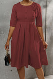 Zjkrl - Ginger Casual Elegant Solid Patchwork Buttons With Bow O Neck A Line Dresses