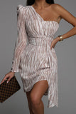 Zjkrl - Animal Print One Shoulder Mini Dress