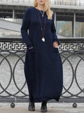 Zjkrl - Plain Cowl Neck Loosen Fall Dresses