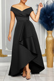 Zjkrl - White Daily Celebrities Elegant Patchwork Flounce Solid Color V Neck Asymmetrical Dresses