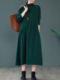 Zjkrl - Original Solid High-Neck Knitting Dress