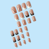 Zjkrl - 24 Pcs Pink Ballet False Nails With Glue Detachable French Wearable Press On Nails Acrylic Manicure Tips