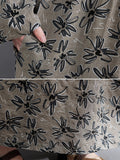 Zjkrl - Artistic Retro Long Sleeves Loose Floral Printed Round-Neck Midi Dresses