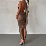Sexy Strappy Backless Dress New in Evening Maxi Dress Women Party Club Female Bodycon Peach Hip Elegant Prom Dresses For Woman