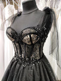 Zjkrl Gothic Black Wedding Dresses Sexy Ball Gown Prom Dresses Glitter Sweetheart Party Dresses Vestidos De Fiesta