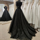 Zjkrl Gothic Black Wedding Dresses Sexy Ball Gown Prom Dresses Glitter Sweetheart Party Dresses Vestidos De Fiesta