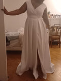 Zjkrl Elegant Casual Women's Dresses Sexy V-neck Side Slit Backless White Long Skirt Wedding Banquet Bridesmaid Dress Evening Gown