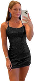 Royal Blue Tight Sequins Backless Homecoming Dress