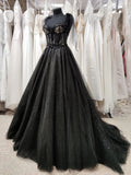 Zjkrl Gothic Black Wedding Dresses Sexy Ball Gown Prom Dresses Glitter Sweetheart Party Dresses Vestidos De Fiesta