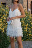 Zjkrl Feather&Sequined Sweet Mini Dress