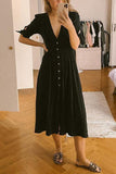 Zjkrl - Button Knot Sleeve Dress