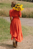 Zjkrl - Button Knot Sleeve Dress