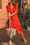 Zjkrl - Button Knot Sleeve Dress