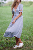 Zjkrl - Button Knot Sleeve Dress