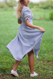 Zjkrl - Button Knot Sleeve Dress