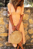 Zjkrl - Button Knot Sleeve Dress