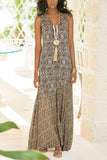 Zjkrl - Boho Print Sleevelss Maxi Dress