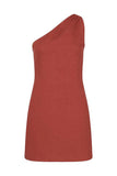 Zjkrl Minimalism One Shoulder Linen Mini Dress
