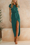 Zjkrl - Fashion Slim Slit Solid Color Dress